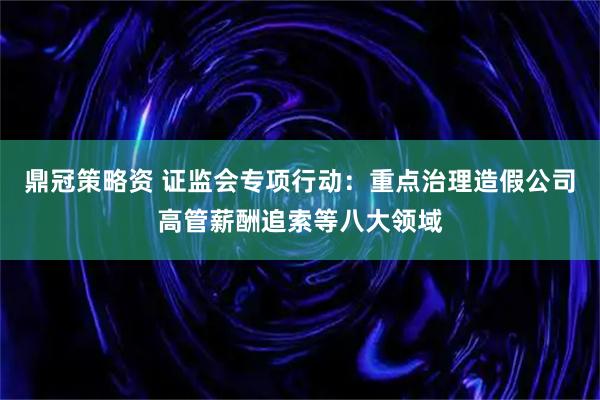 鼎冠策略资 证监会专项行动：重点治理造假公司高管薪酬追索等八大领域